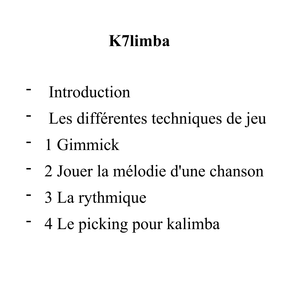 Livret de tablatures pour kalimba numéro 3 format PDF
